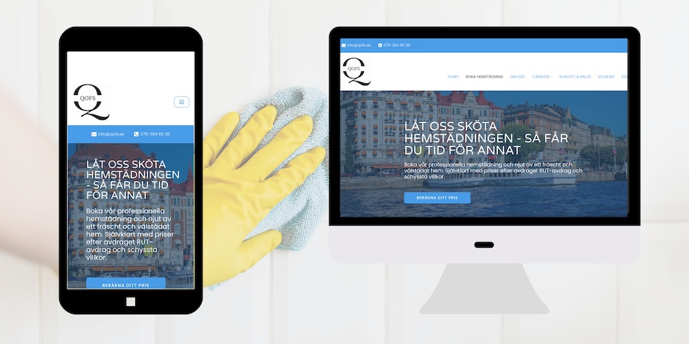 exempel på webbdesign städfirma Stockholm sofq.se